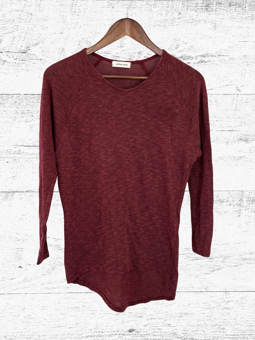 Yellow Chair Marled Burgundy Long Sleeve Knit Top